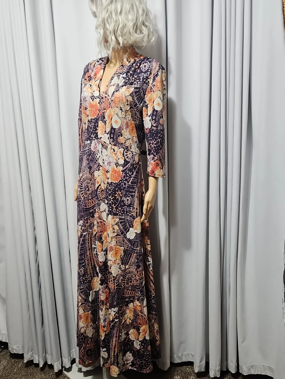 dresses wedding guest long Sparkling Sleeve V-Neck A-Line Midi Dress Size:W12.5 What Is Caesar Dressing, line silhouette Knitting_Dress